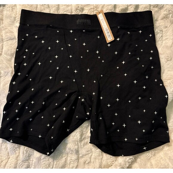 SKIMS Kim Kardashian black Onyx Sparkle Print lounge boxer short large - Picture 1 of 3